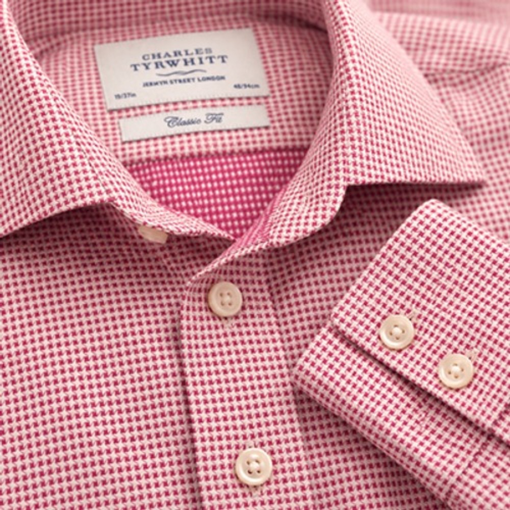 Charles Tyrwhitt Men's 19 37 Pink Geometric Classic Fit Cotton Dress Shirt